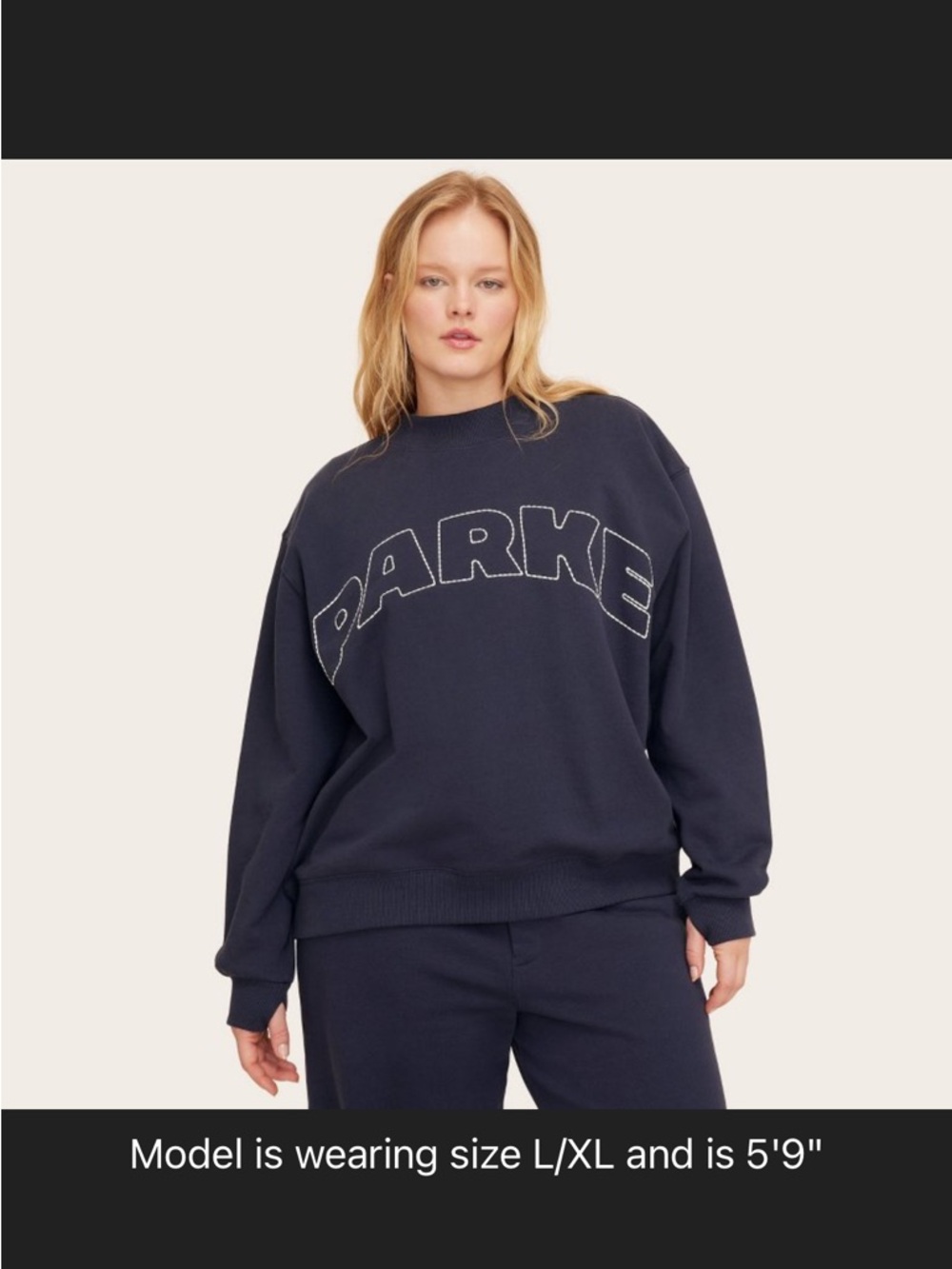 Parke x Target navy mock neck
 Navy Logo Sweatshirt - Women S/M